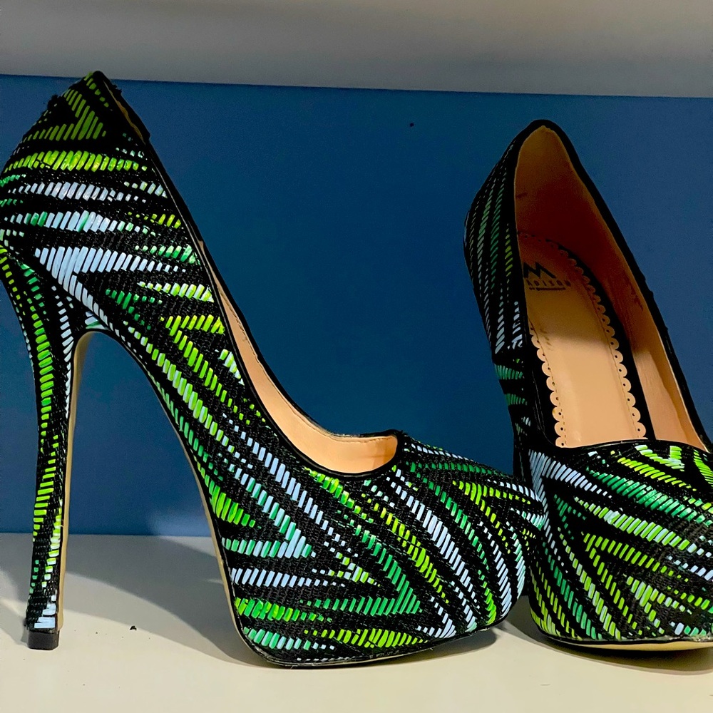 Blue & Green Stiletto Pump